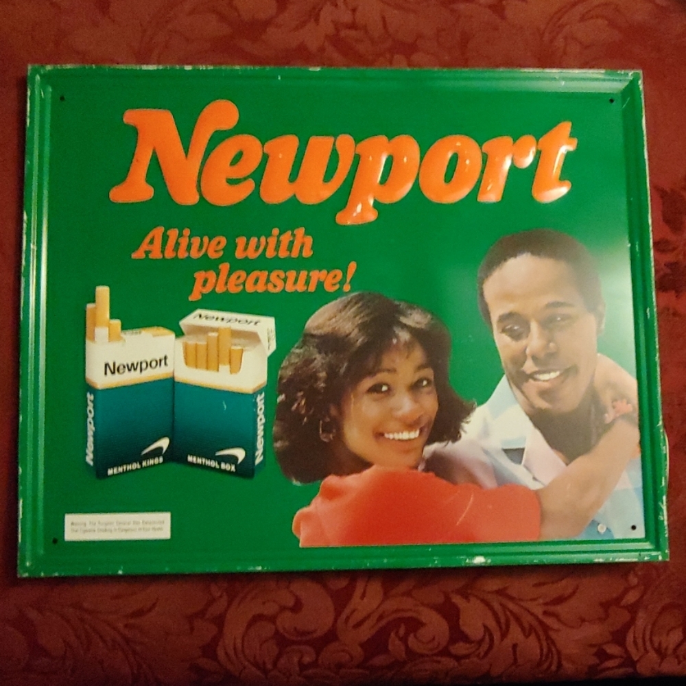 Vintage 70s Metal Newport Sign